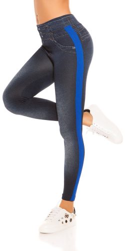 Oldalán csíkos farmerhatású thermo leggings 