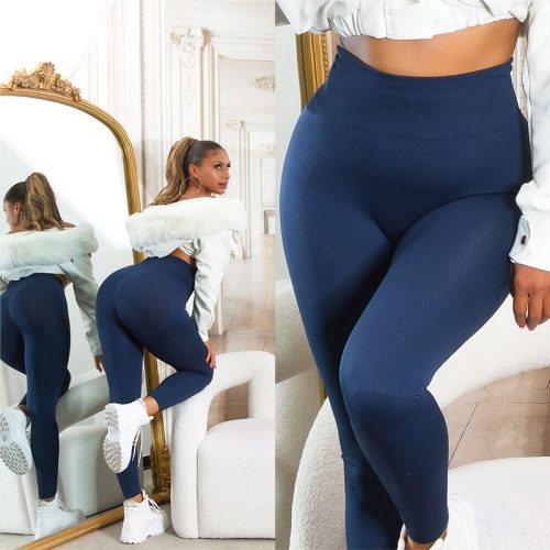 Karcsúsító bordázott magasderekú leggings